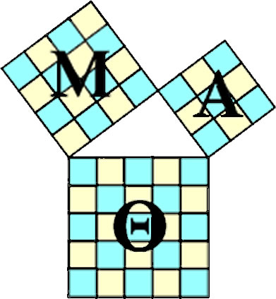 Mu Alpha Theta logo; Mu, Alpha, and Theta are the Greek letters for M, A, and Th.