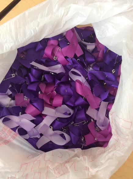 Key Club made purple ribbons to bring awareness to domestic violence and it's victims.