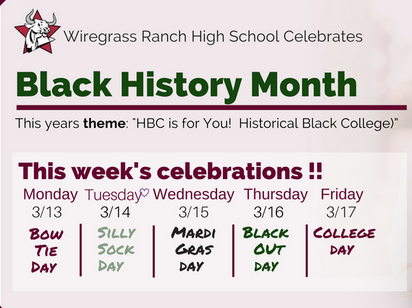 Black History Month spirit week schedule 