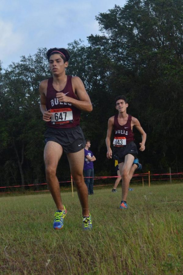 (Alex Medina and Sebastian Hernandez) moments before they made their decisive move that clinched victory for us. (passing Land O’ Lakes’ number five runner).