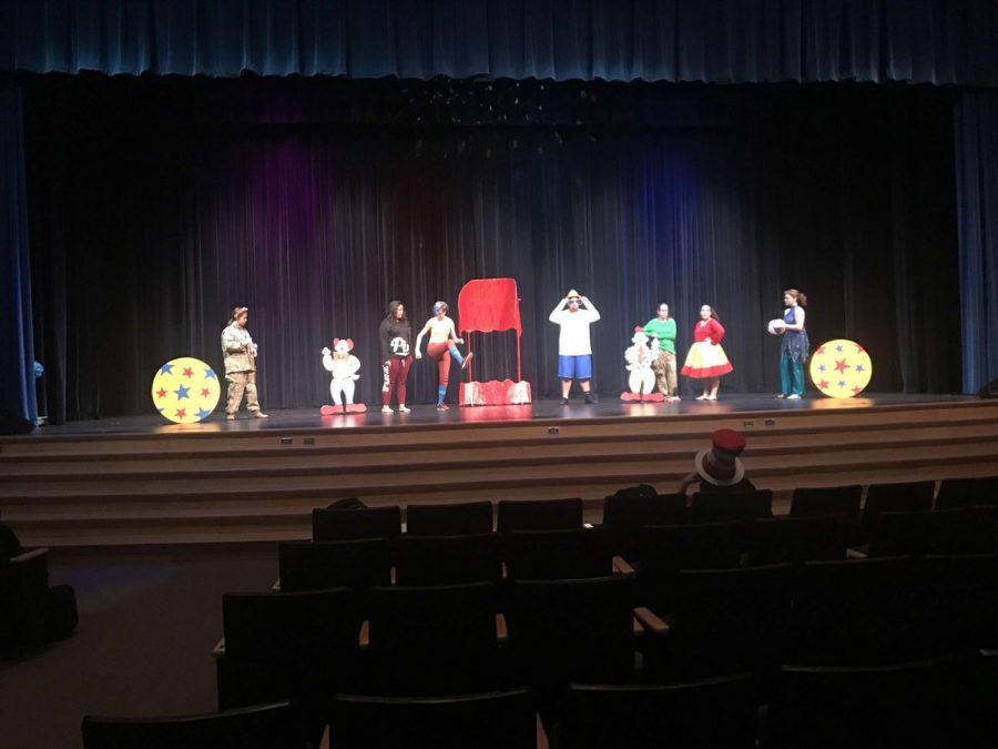 The Seussical cast during rehearsal at the Wesley Chapel Performing Arts Center