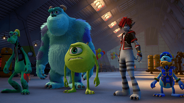 Sora standing with his newly acquired monster friends.