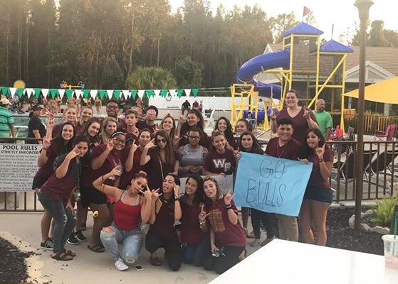 Bulls Nation at a swim meet in 2017.