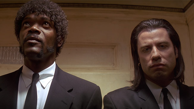 Image of Jules and Vincent taken from arguably the most iconic sequence in Pulp Fiction. 