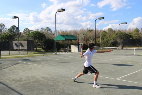 Josh Rivera receiving the serve. 