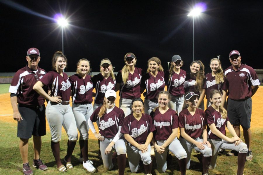 The Bulls 2019 softball team after their first win of the season.