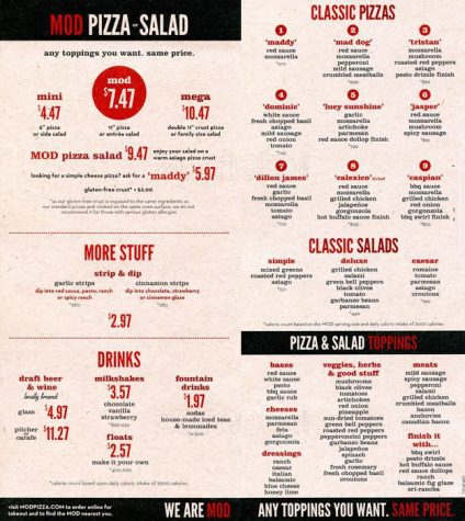 Menu for mod deals pizza