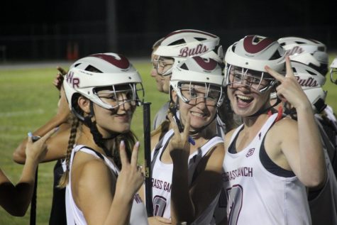 Seniors Morgan Gregory, Jenny Endres, and Simone Billington celebrating their teams win.