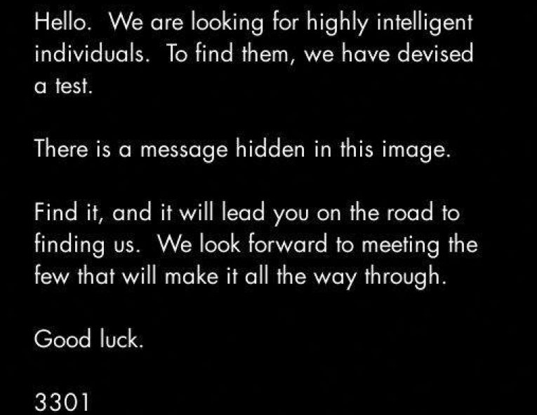 The first message in the Cicada 3301 puzzle series, originally posted on 4chan.