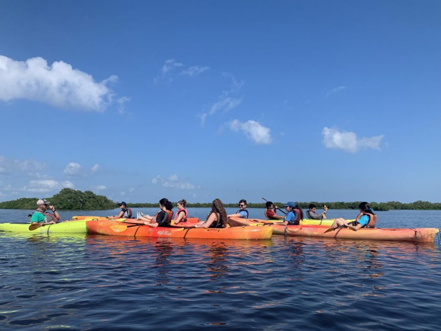 AP+Environmental+Science+students+kayaking+around+the+EMC+facility+on+their+field+trip.