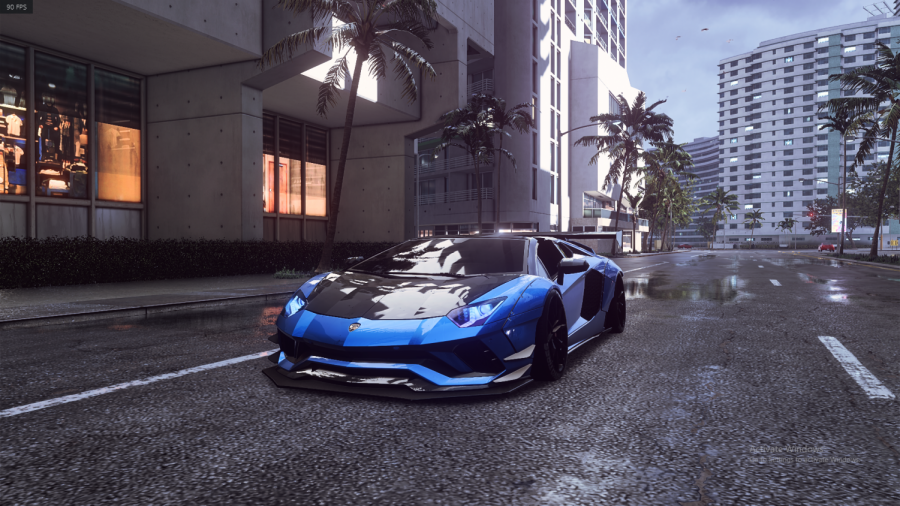The Lamborghini Aventador S in NFS Heat during daytime