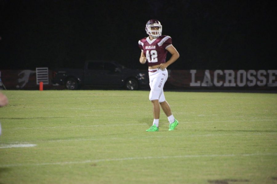 Kieper on the Wiregrass football field. He played as a linebacker and a punter.