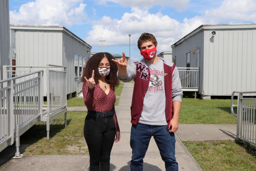 Wiregrass students practice covid infection prevention while showing school spirit. 