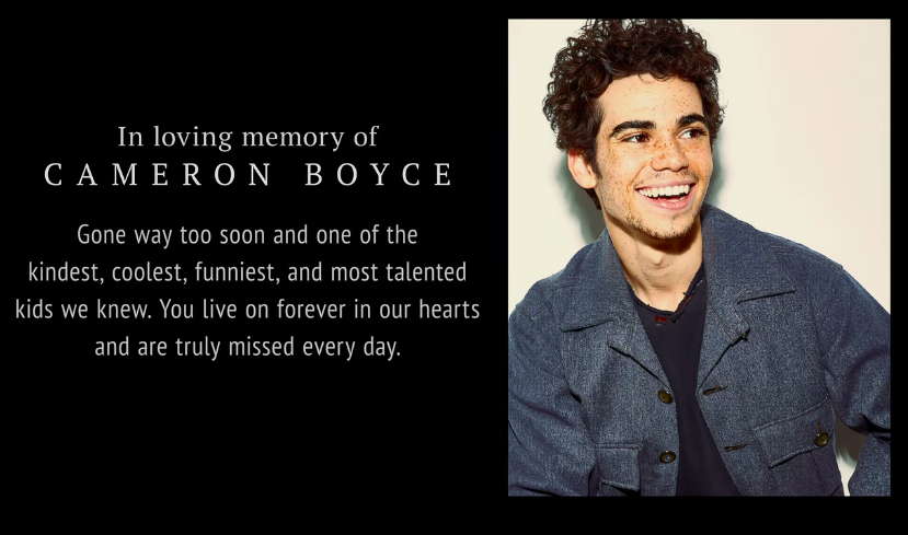 The tribute to honor Cameron Boyce who was good friends with many of the cast members.