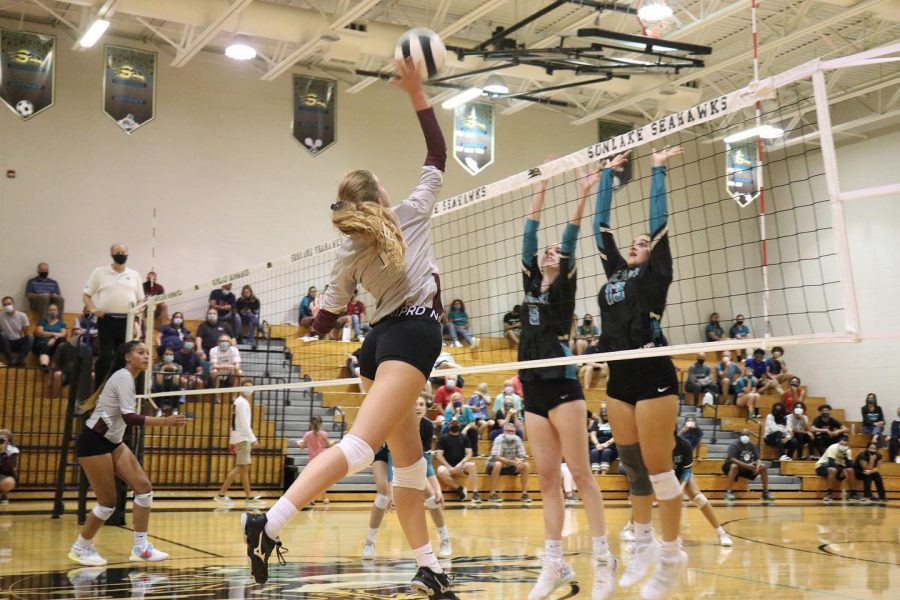Wiregrass going up for the kill against Sunlake.