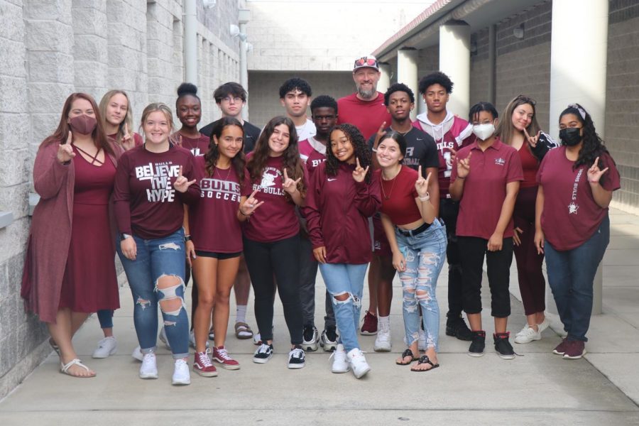 Students and staff wore maroon to show their school spirit.