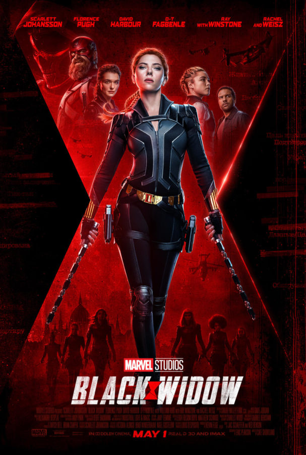 First Black Widow poster with the original exclusive theatrical release date of May 1 2020. The film was postponed and released on July 9 2021.