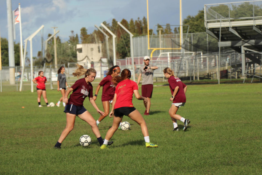 Wiregrass Girls Soccer practicing
