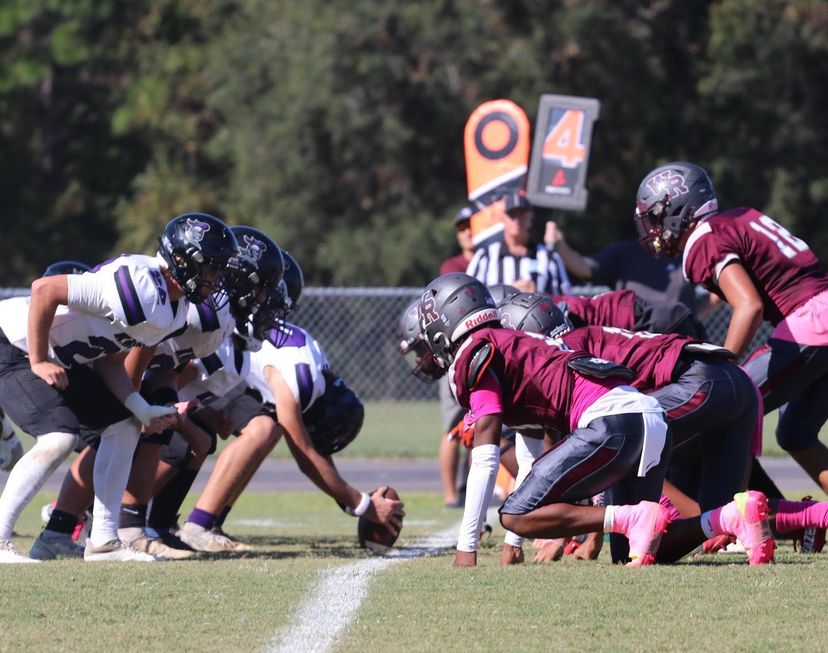 Wiregrass Ranch and River Ridge at a 4th down during the homecoming football game.