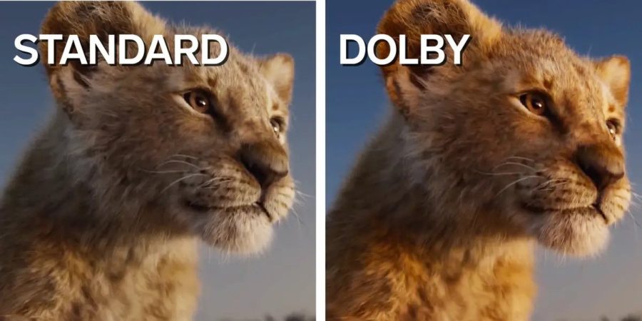 A comparison between the regular quality of 2019s The Lion King to Dolby Vision which is existent in all Dolby Cinema Theaters. 