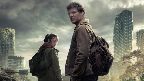 Joel (Pedro Pascal) and Ellie (Bella Ramsey) are seen venturing the decrepit, disease ridden city in this promotional poster.