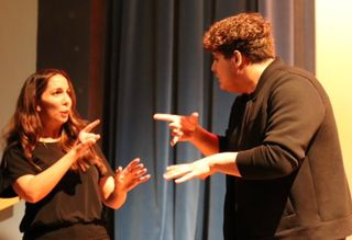 The recordings the actors made for the ASL interpreters were "interpreted" into ASL during opening night.